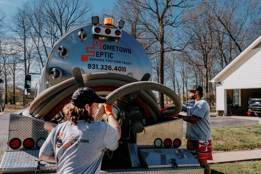 Septic Maintenance Team at truck